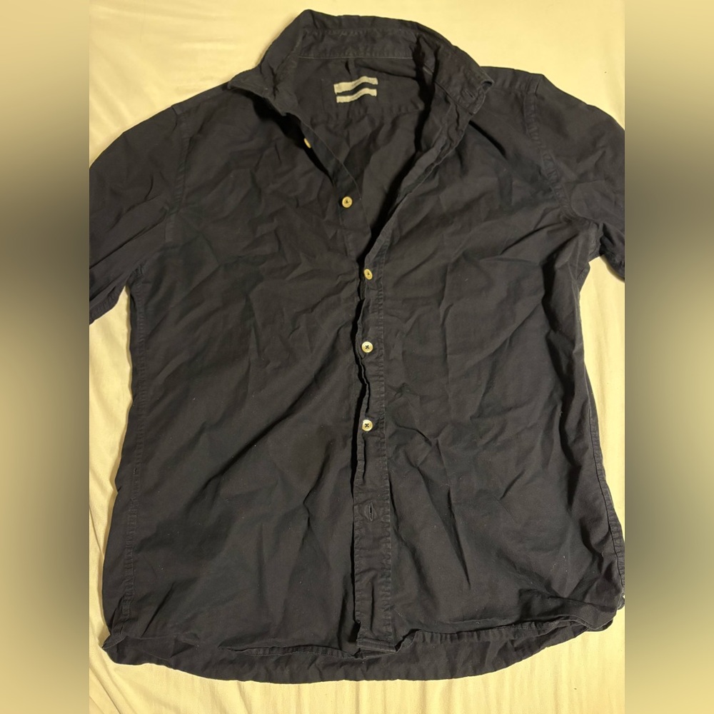 MANGO men’s navy blue button down